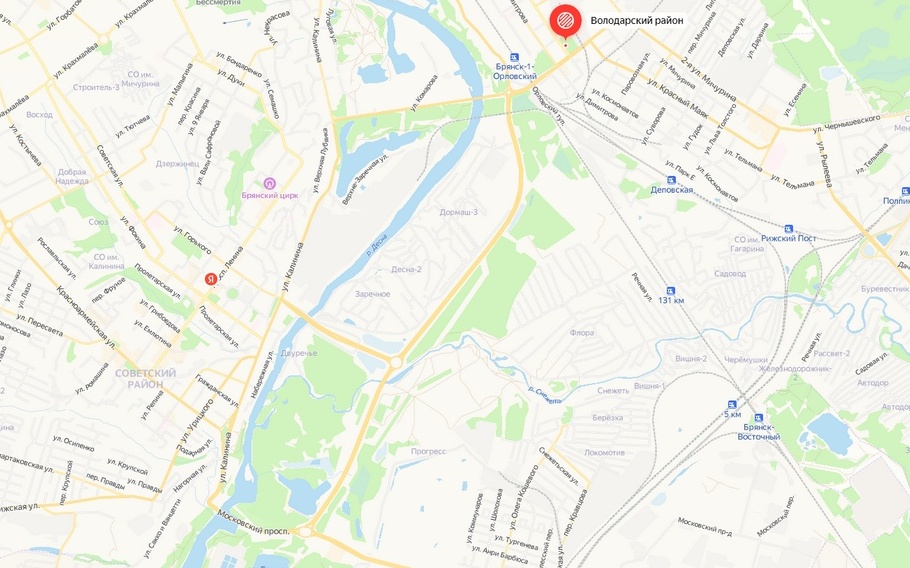 Дорога Брянск I — Брянск II появилась на Яндекс.Картах