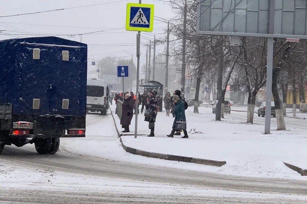 Жителей Дятьковского района Брянской области напугала прогнувшаяся под снегом крыша остановки