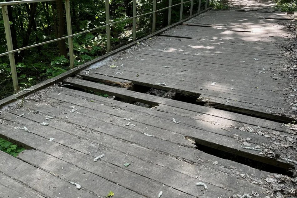 Жители Брянска просят отремонтировать разрушенный мостик в «Соловьях»