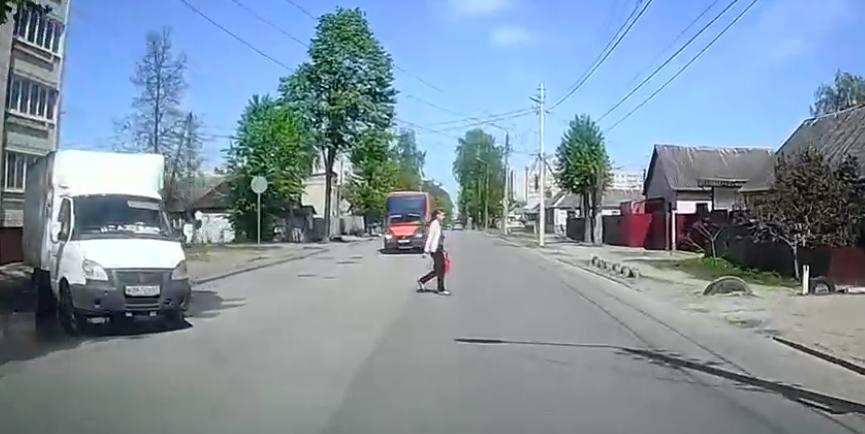 В Брянске на видео сняли не адекватного пешехода