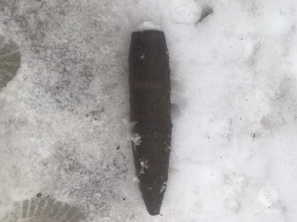 Из-под снега в Брасовском районе выглянул ржавый артснаряд