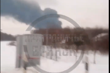 Очевидцы сняли видео пожара на нефтебазе в Клинцах