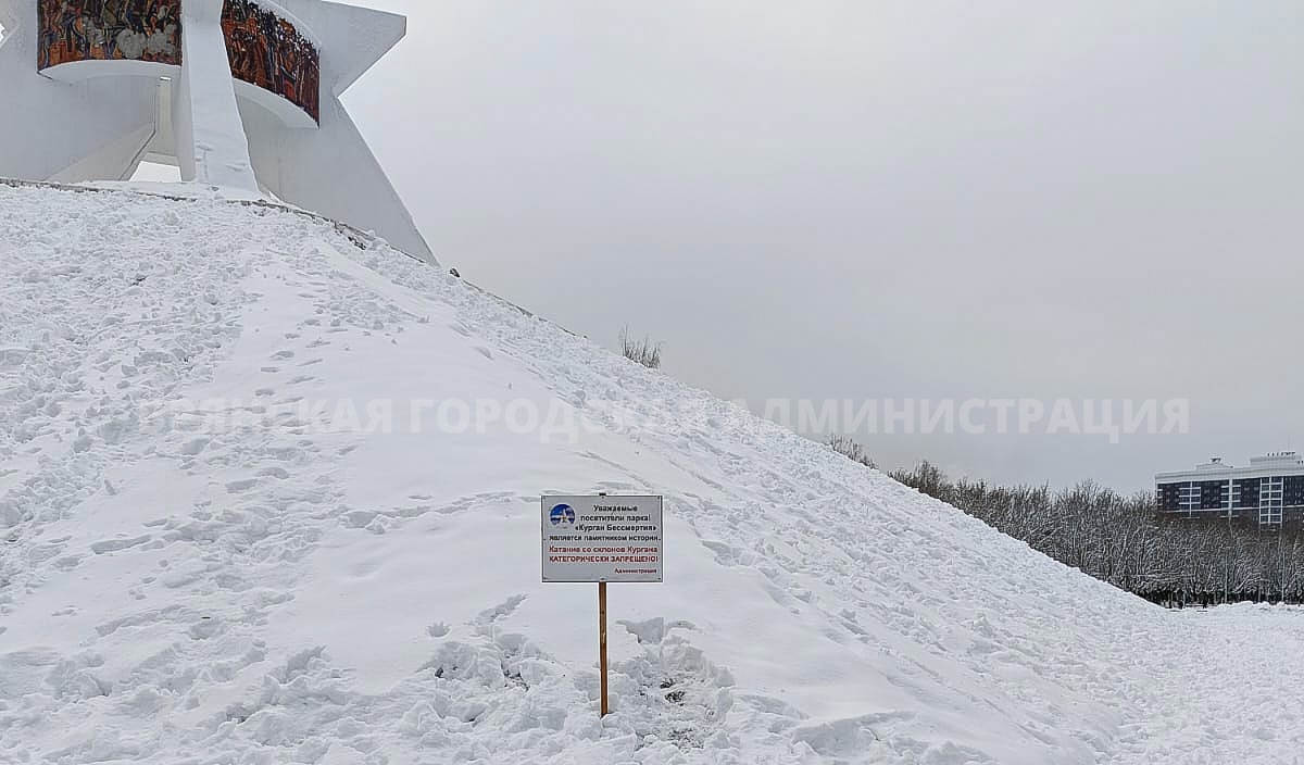 В Брянске запретили кататься с заснеженных склонов Кургана Бессмертия