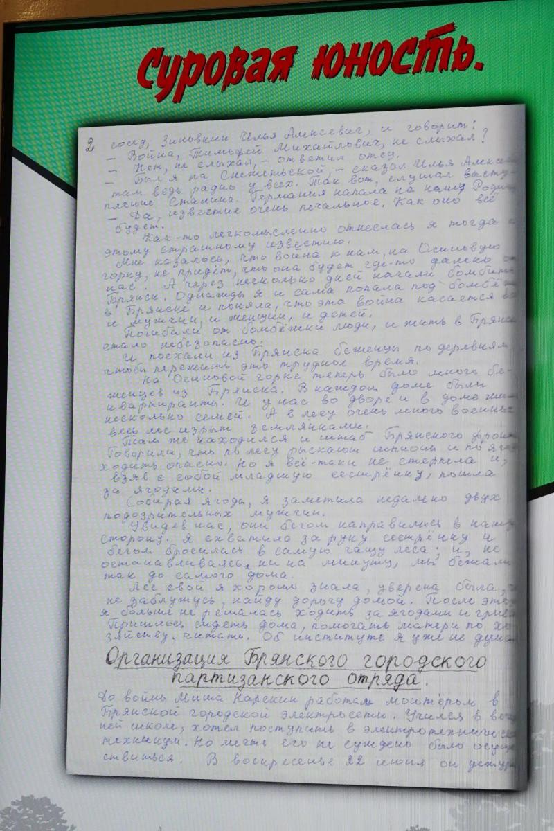 Дневник брянской партизанки вызвал живой интерес у Егора Ковальчука