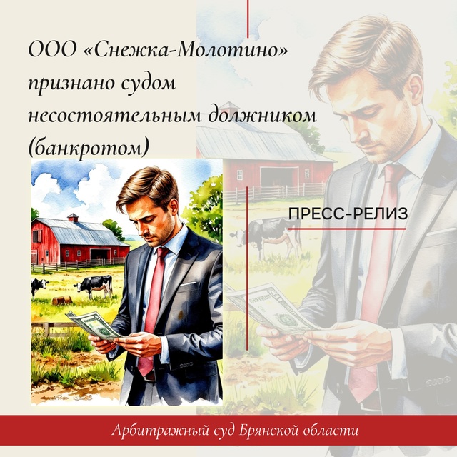 Брянское молочное предприятие «Снежка-Молотино» объявлено банкротом за долги