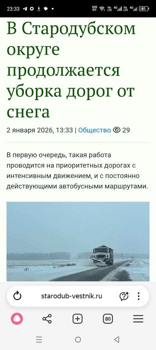 Под Стародубом специалисты продолжают убирать снег