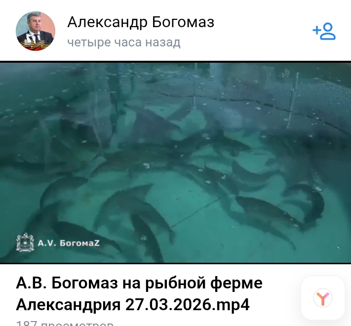 Губернатор Богомаз сообщил о работе рыбной фермы «Александрия»