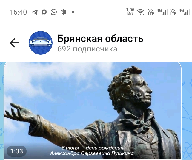 Брянцев поздравили с Днём рождения А. С. Пушкина