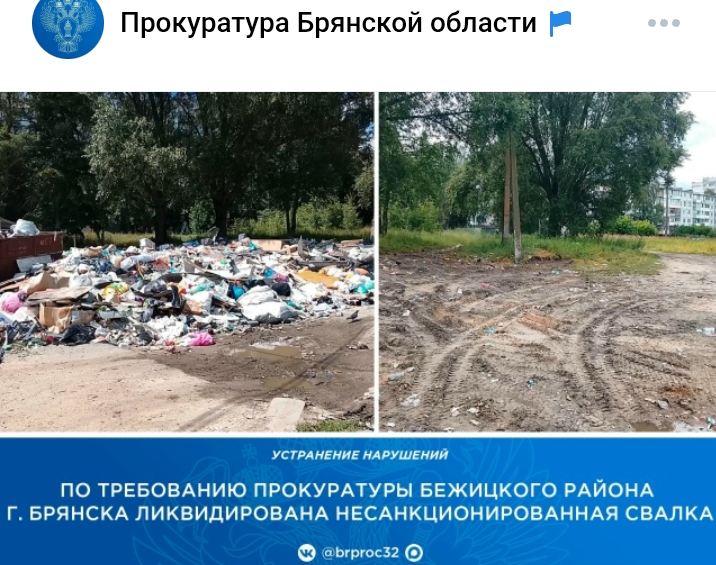Прокуратура заставила устранить свалку на улице Почтовой в Брянске
