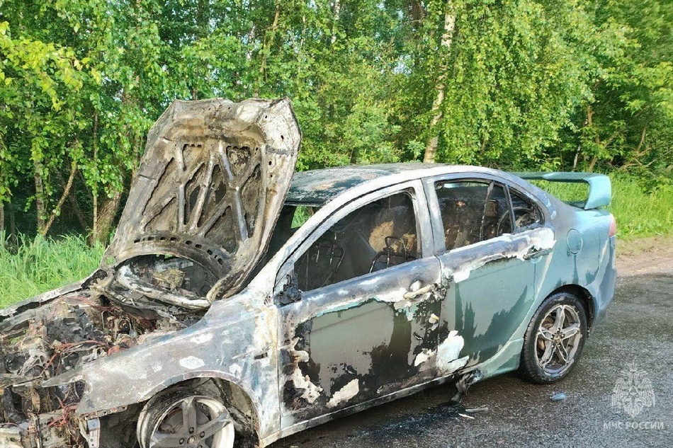 Брянцам показали загадочно загоревшуюся под Мглином легковушку
