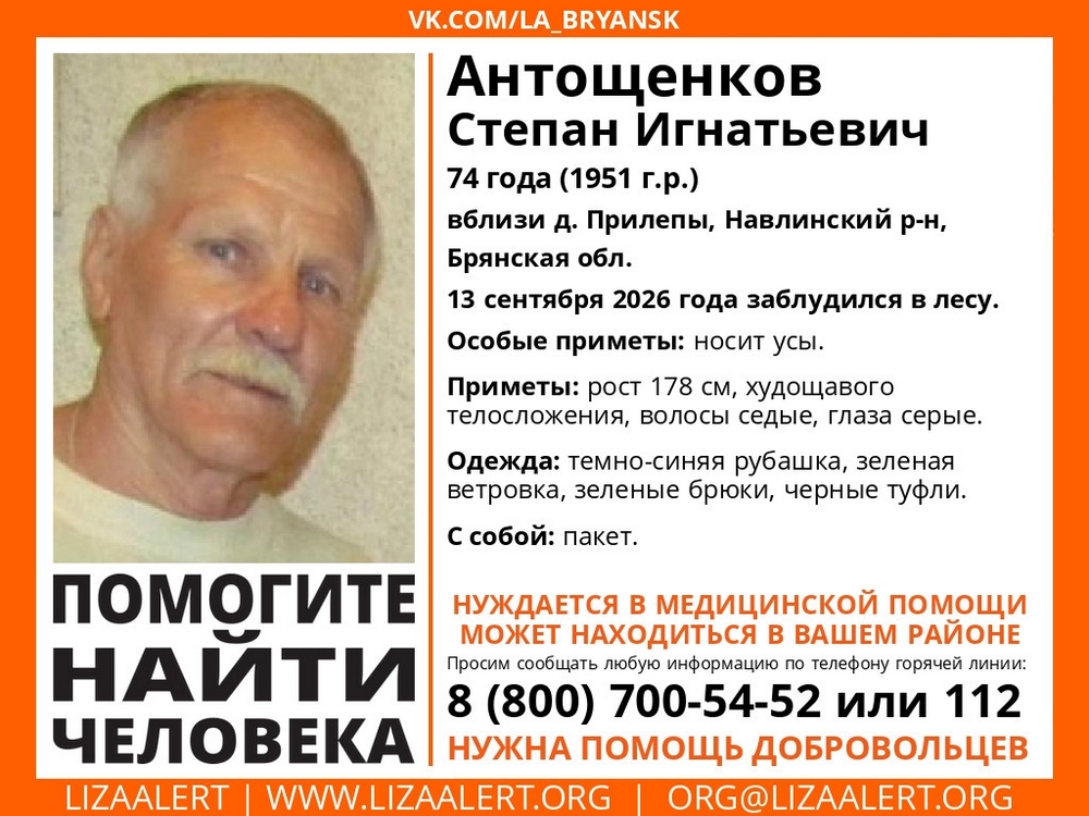 В лесу под Навлей заблудился 74-летний Степан Антощенков